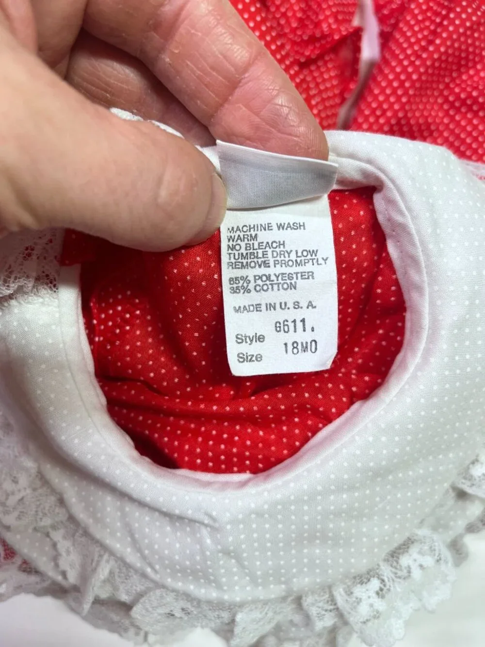Vintage Bryan Size 18M Polka Dot Dress Ruffled Red White